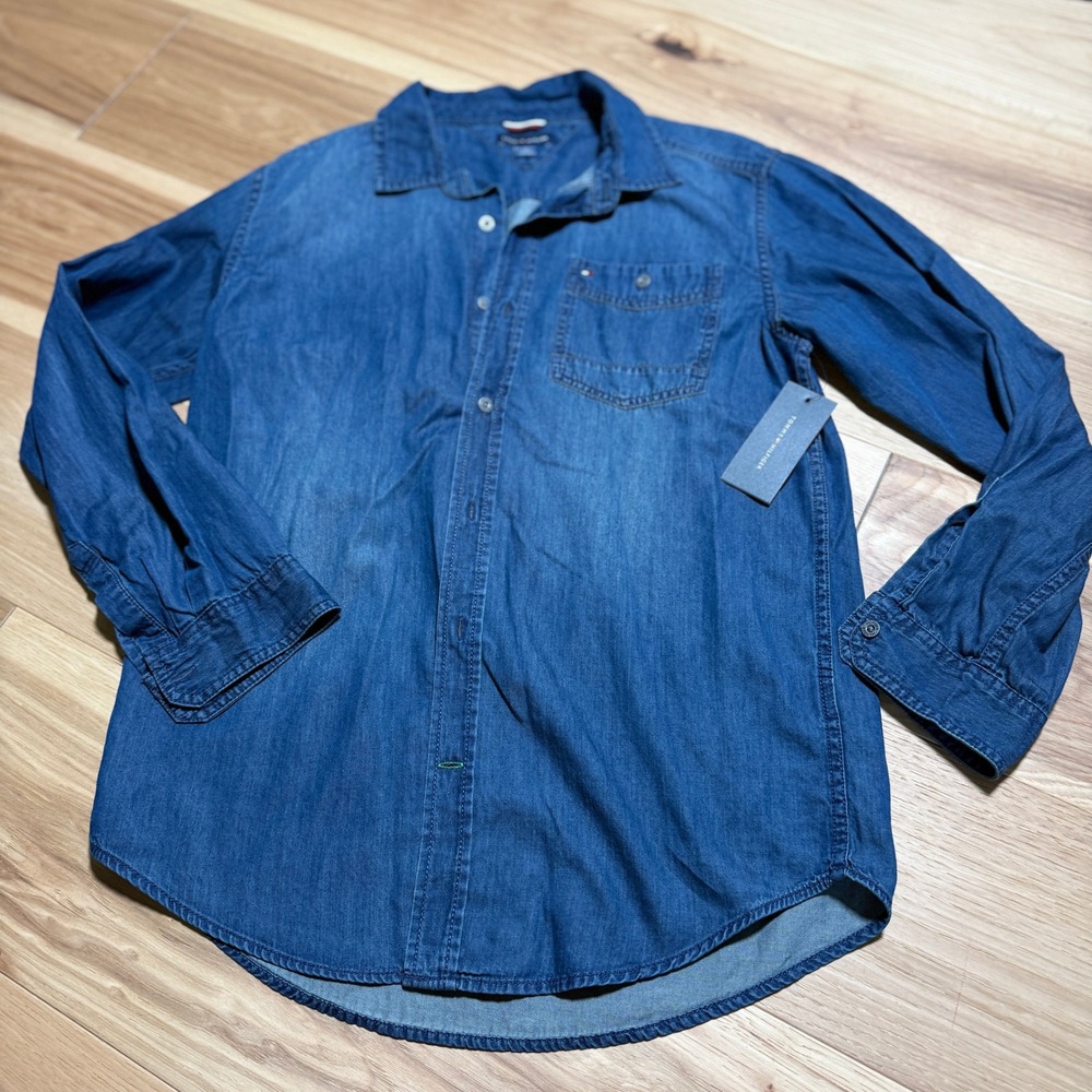 Tommy Hilfiger Denim Button Down Shirt Boys XL Wms S Long Sleeve NWT